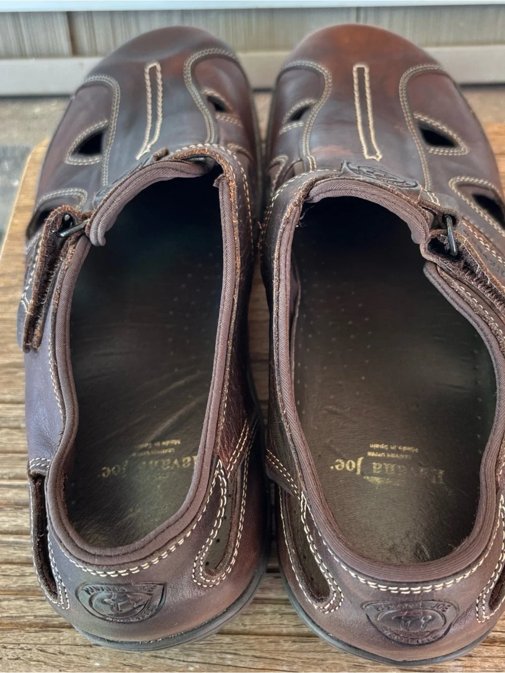 Men's Brown Leather Fisherman Sandals with Secure Strap Euro 44/US 11